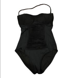 2 BAMBOO Black One Piece Halter Swimwear